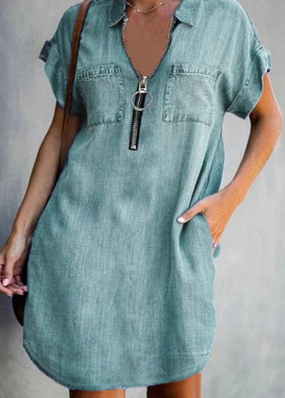 Robe mi-longue décontractée à col Peter Pan pour femme 4