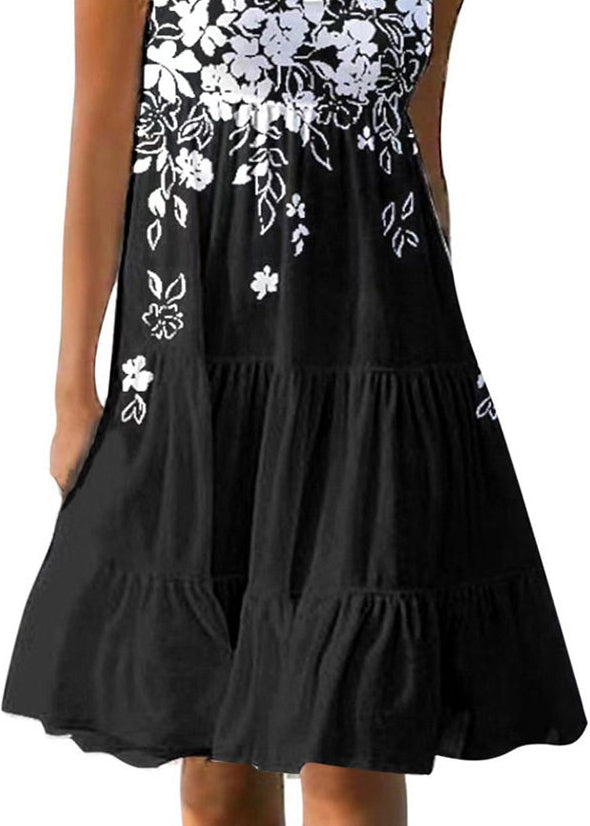 Robe mi-longue femme imprimée col rond estivale 4