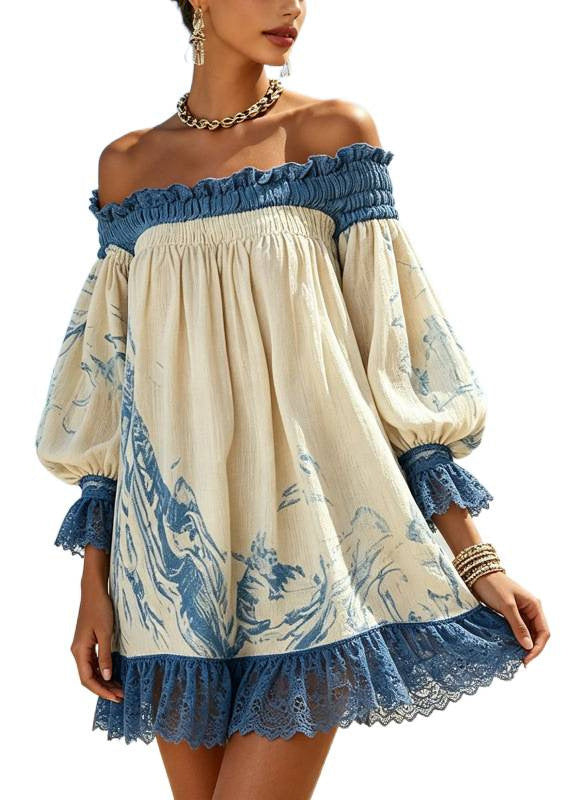 Robe mi-longue femme sans manches à volants et imprimé patchwork 4