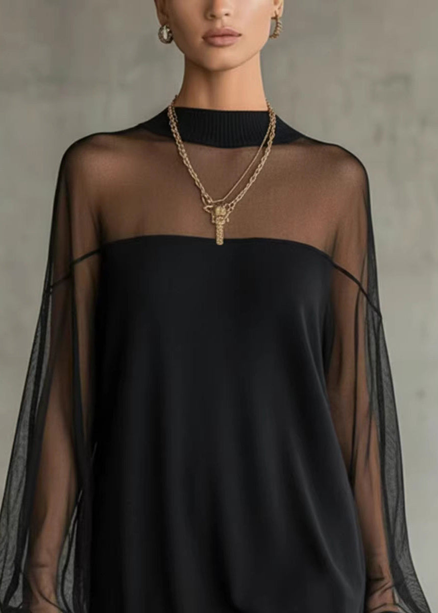 Robe mi-longue pour femme à col rond et patchwork automnal 1