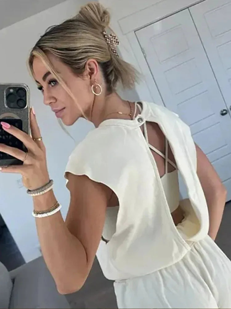 Combinaison Femme Décontractée avec Cordon en Polyester-3