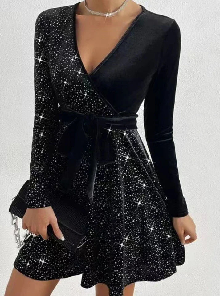 Robe de Soirée Chic Femme Paillettes Fluide Polyester 2