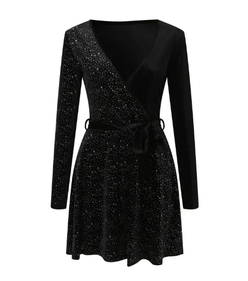 Robe de Soirée Chic Femme Paillettes Fluide Polyester 4
