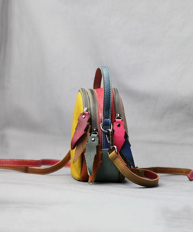 Sac à Main Femme Cuir Patchwork Coloré avec Poches Intérieures et Fermeture Éclair 2