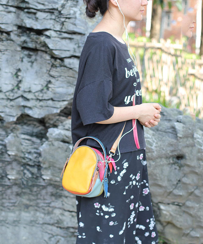 Sac à Main Femme Cuir Patchwork Coloré avec Poches Intérieures et Fermeture Éclair 3