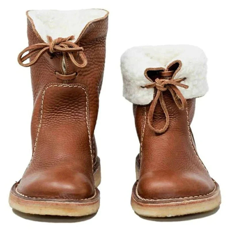 Variant image for Bottes Femme Imperméables en Laine et Cuir pour Hiver-1