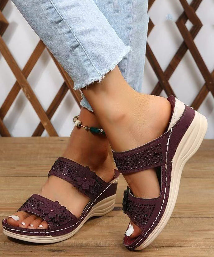 Sandales Compensées Femme Style Floral 2