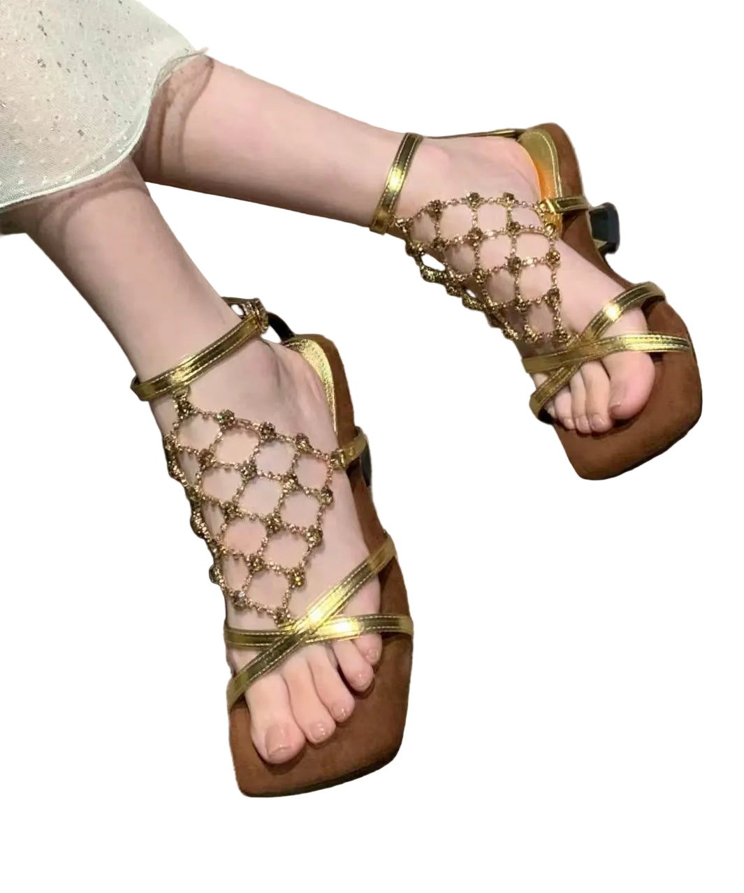 Sandales Femme Talons Épais Détails Brillants 2