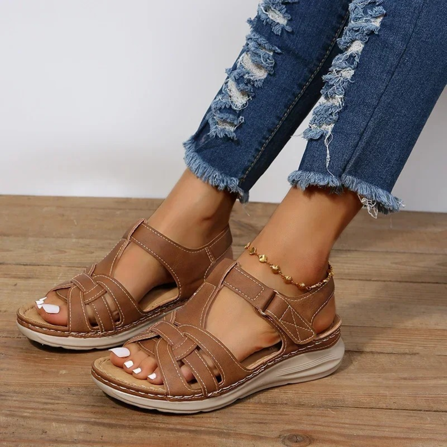 Sandales Pour Femmes Confortables En Cuir Avec Semelle Souple 3