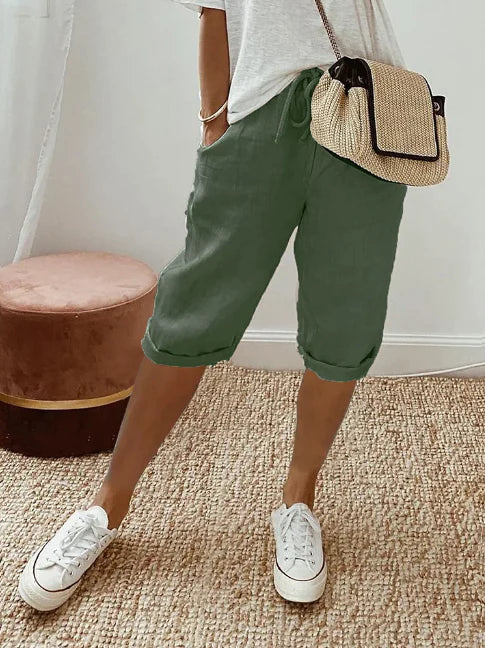 Variant image for Pantalon Fluide Femme Décontracté Coton avec Poches Latérales-33