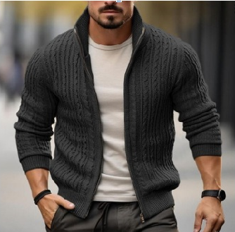 Cardigan Masculin Moderne à Fermeture Éclair