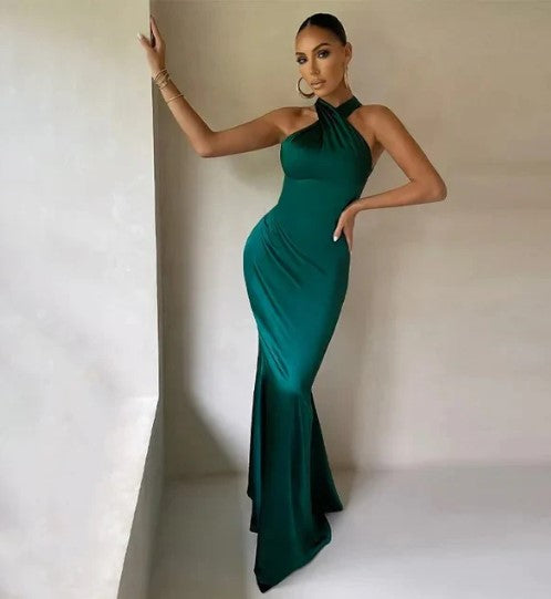 Variant image for Robe Longue Femme Satinée Élégante Maxi Pour Été-9