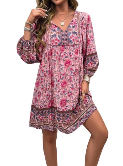 Robe Femme Mini Élégante Col en V Tissu Doux-6