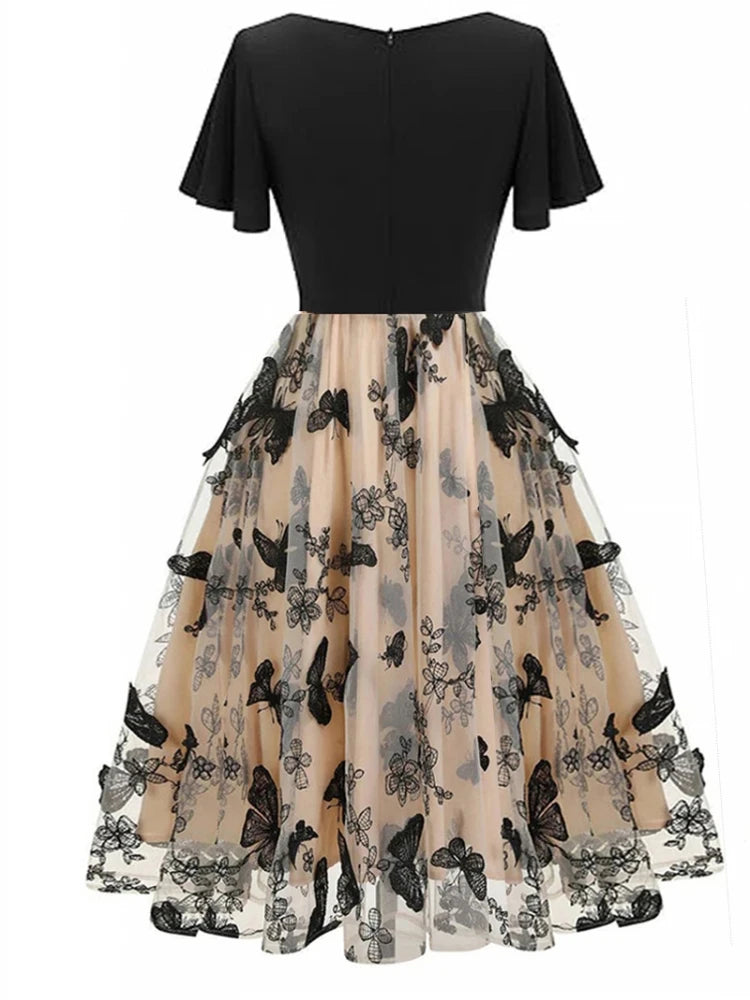 Robe de soirée en maille brodée pour femmes