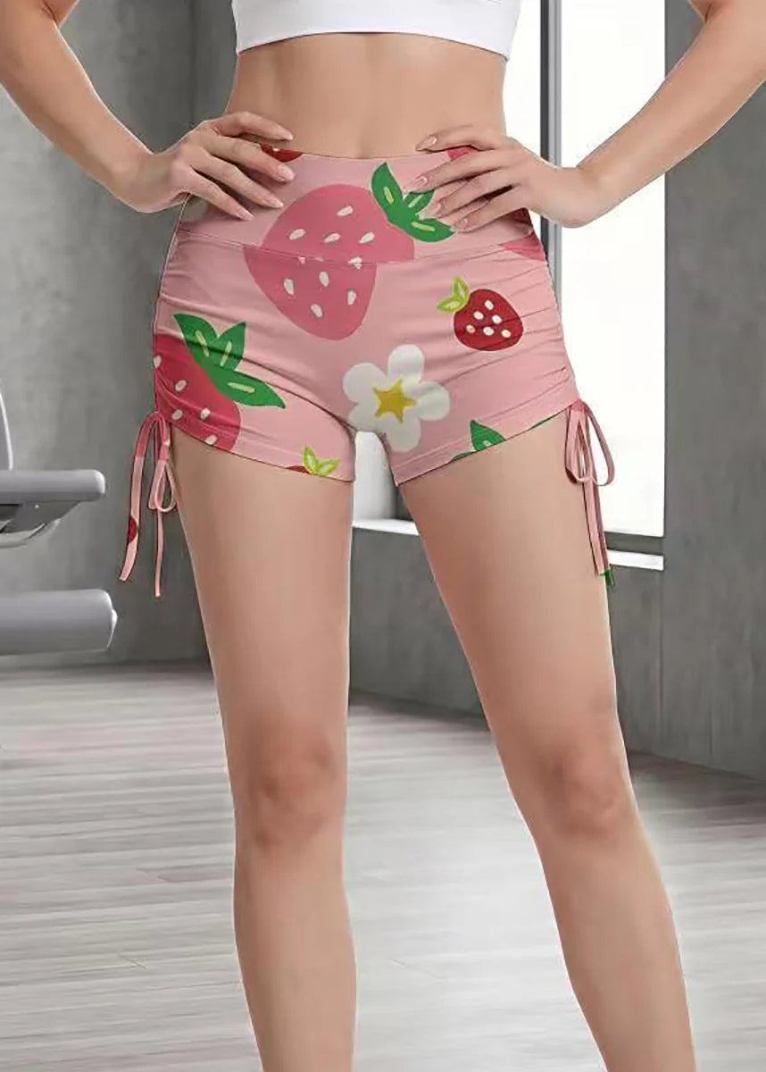 Short de sport femme taille haute à imprimé fruité 3