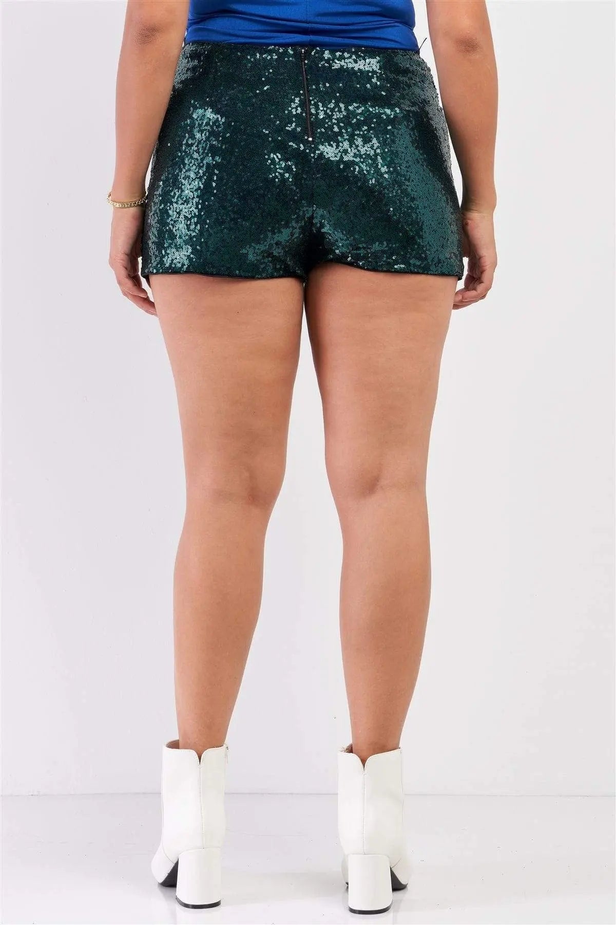 Shorts Femme Mini Taille Haute Paillettes Brillantes Polyester Grande Taille 5