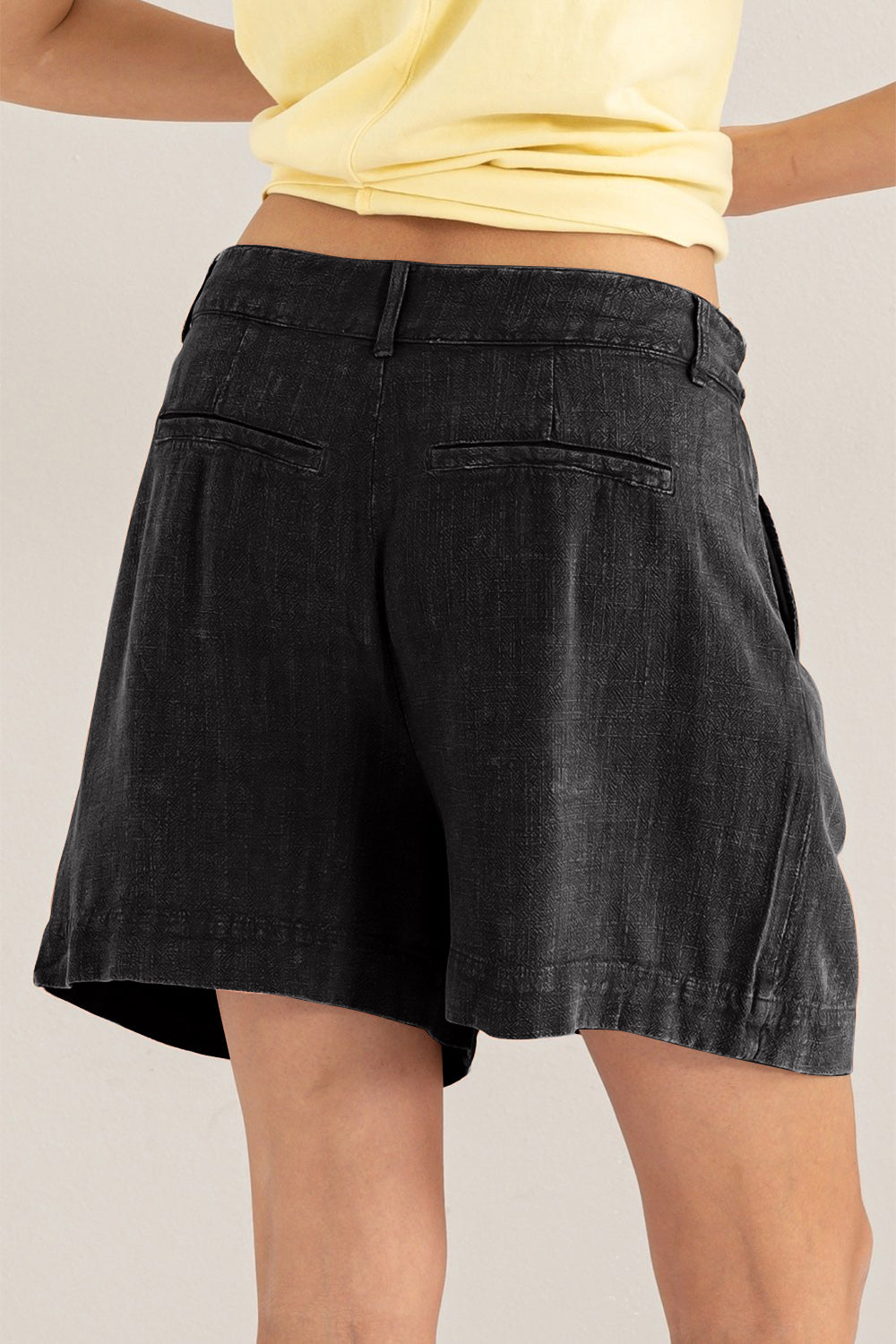 Shorts Femme Taille Haute Plissés en Lin Doux et Respirant 1