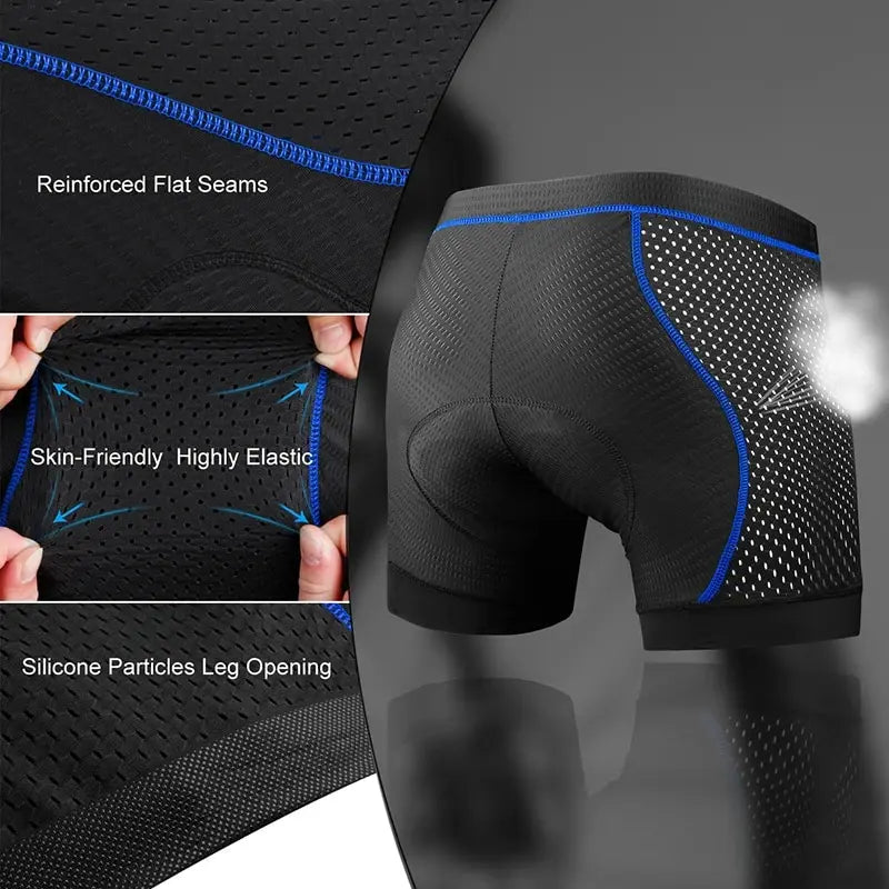 Shorts de Cyclisme pour Hommes Rembourrés en Gel 5D avec Grips Antidérapants 1