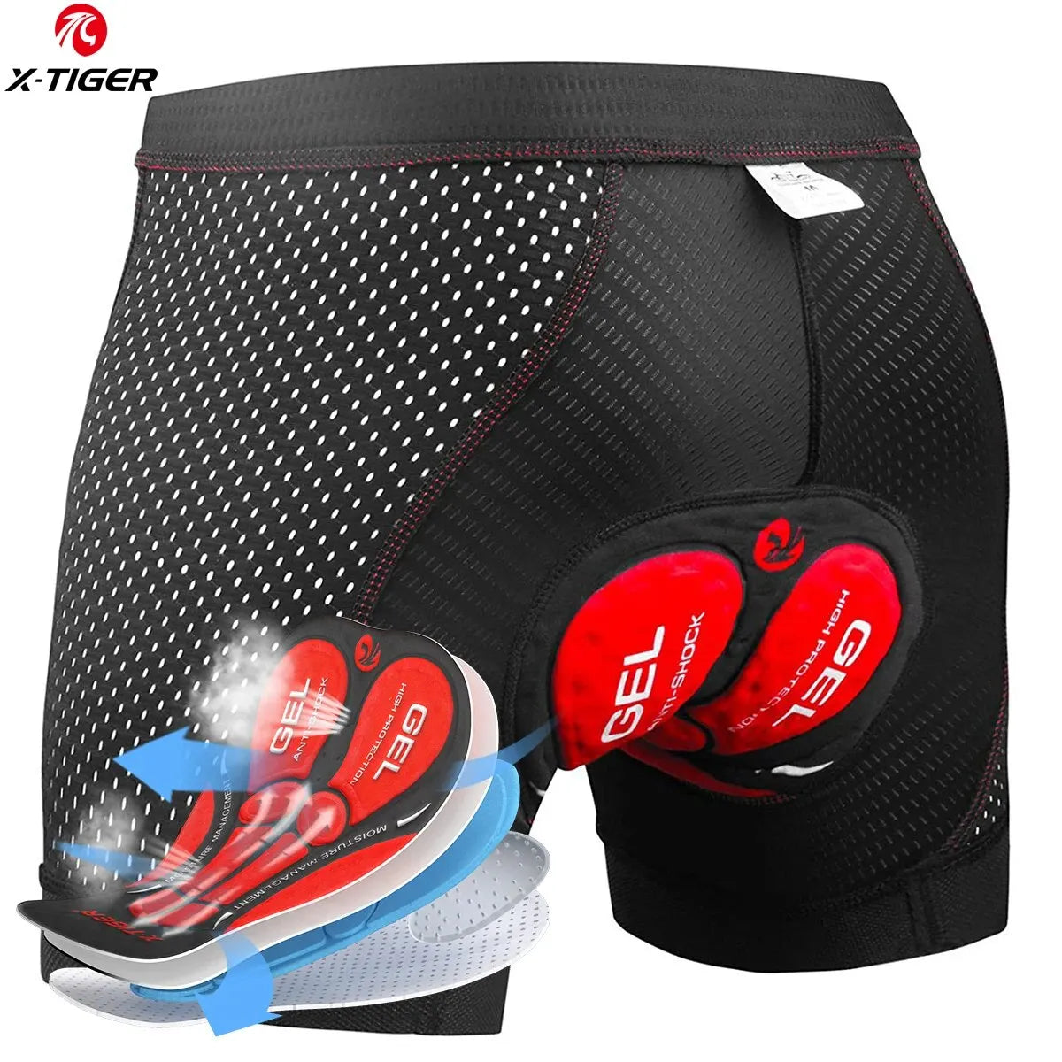 Shorts de Cyclisme pour Hommes Rembourrés en Gel 5D avec Grips Antidérapants 7