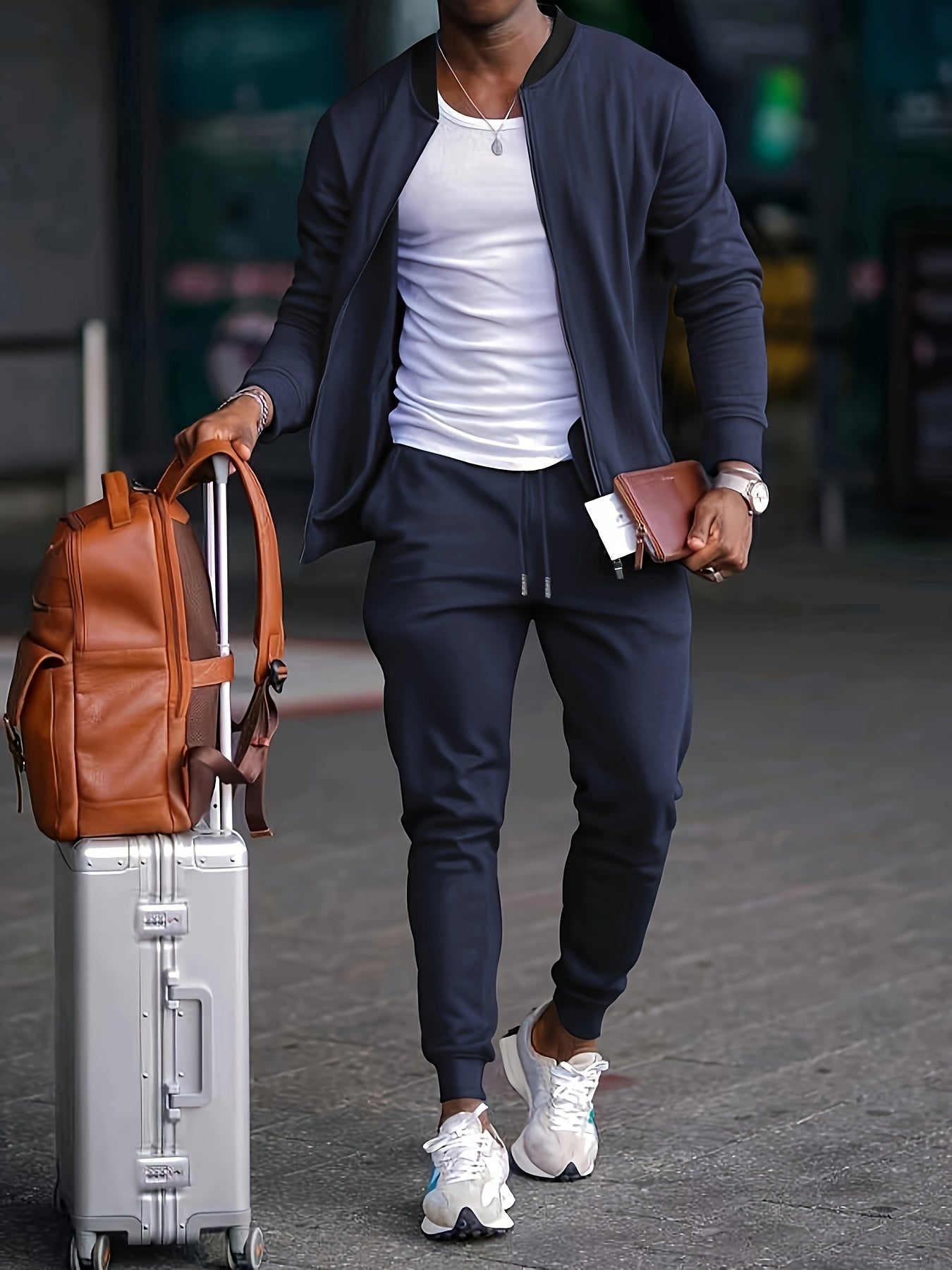 Survêtement de Voyage Décontracté pour Hommes avec Veste Zippée 1