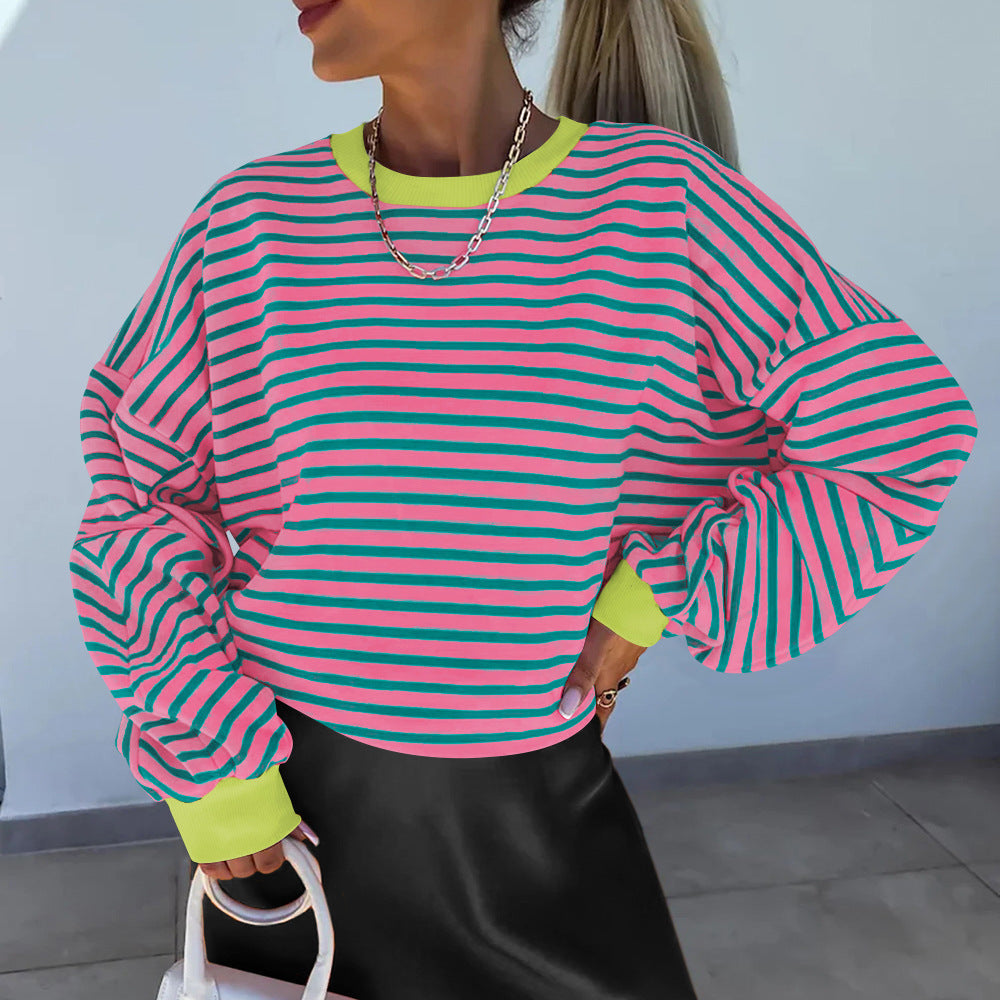 Sweat-shirt Femme Boxy à Rayures 5