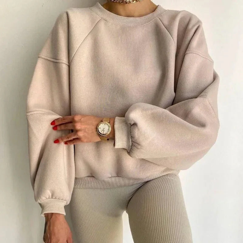 Sweat Shirt Femme Surdimensionné Col Rond Manches Longues 1