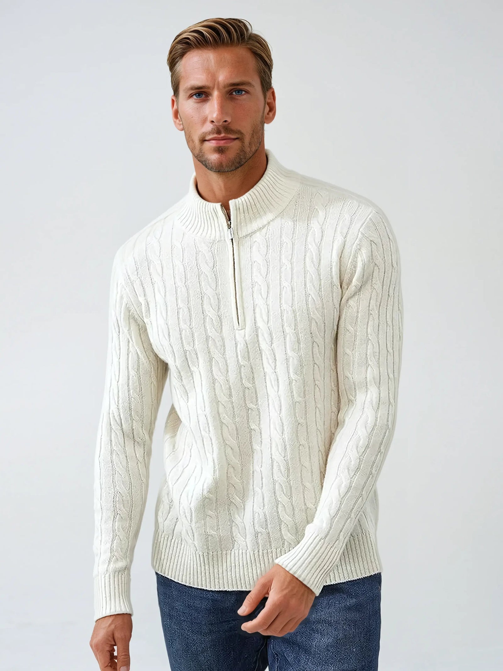Sweat Shirt Homme Tricot Câble Décontracté 0
