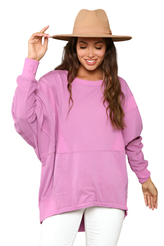 Sweatshirt Femme Contrasté en Terry Français Moderne 0