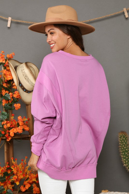 Sweatshirt Femme Contrasté en Terry Français Moderne 2