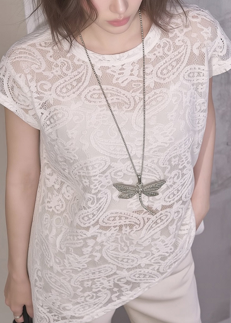T-shirt Femme Asymétrique en Dentelle 3