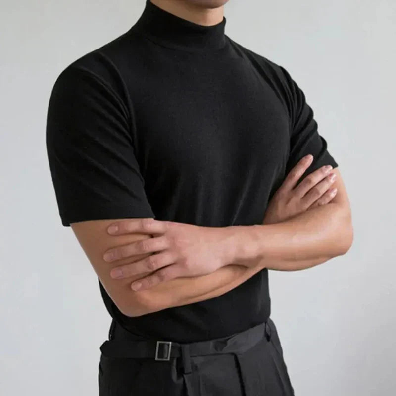 T-shirt décontracté à col montant pour homme, idéal au quotidien 1
