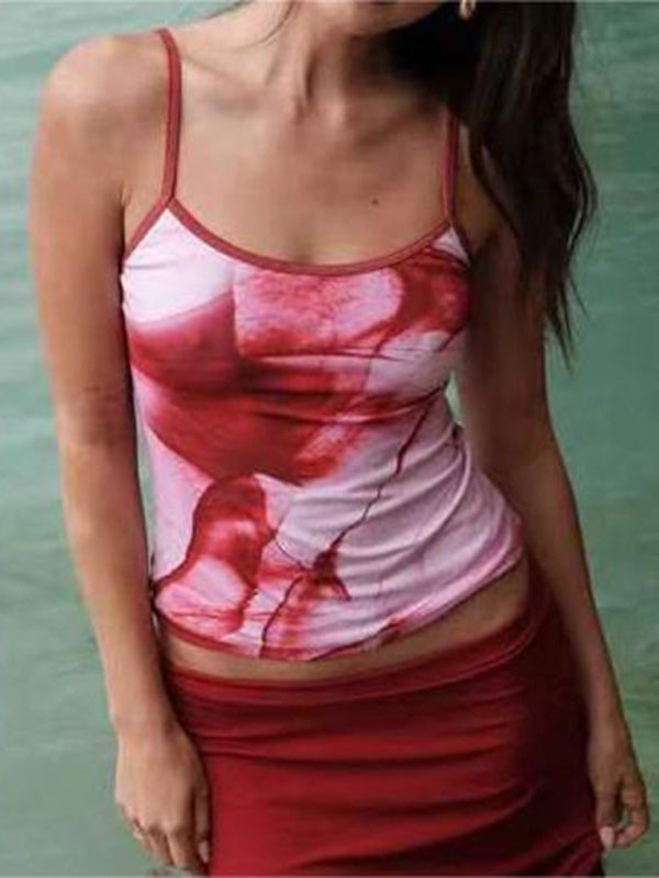 Top Court à Bretelles Fines Imprimé Floral pour Femmes 1