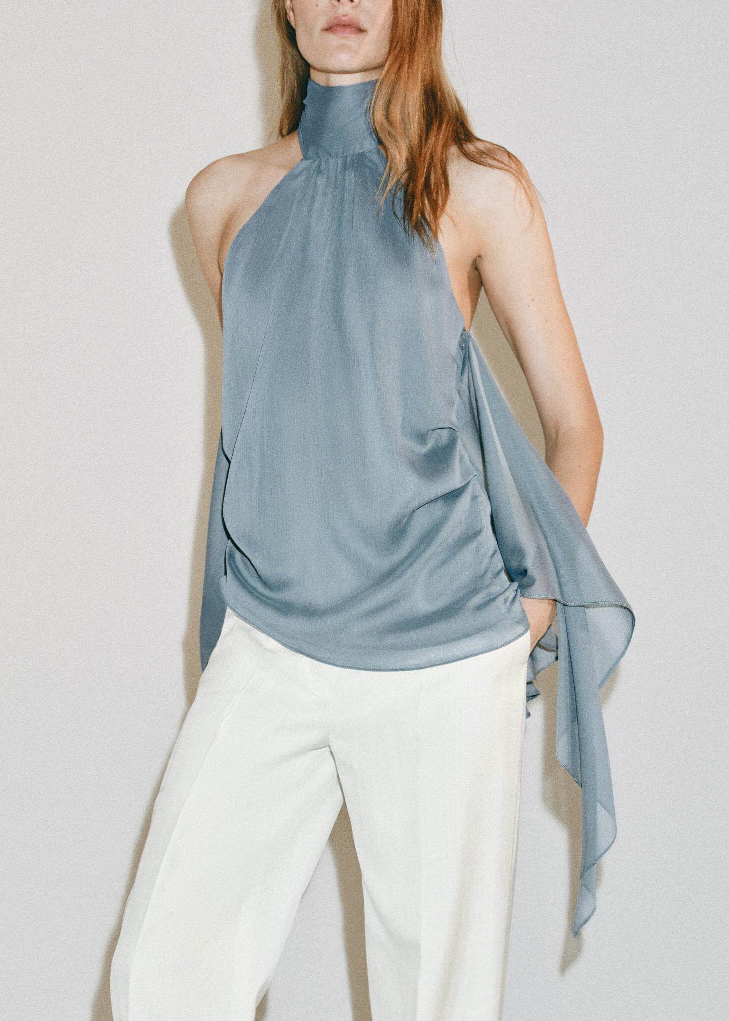 Top Femme Asymétrique Sans Manches Patchwork Moderne 1