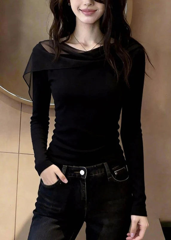 Top Femme Patchwork Tulle Automnal 2