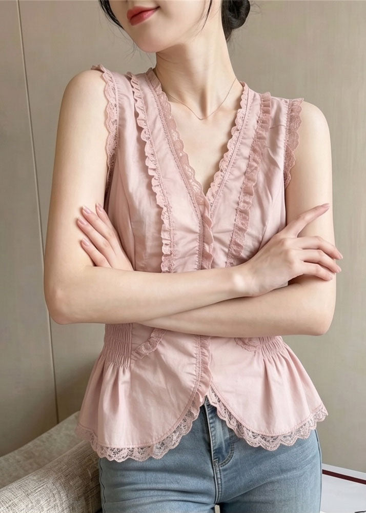 Top Femme à Col V Patchwork Dentelle Style Estival 3
