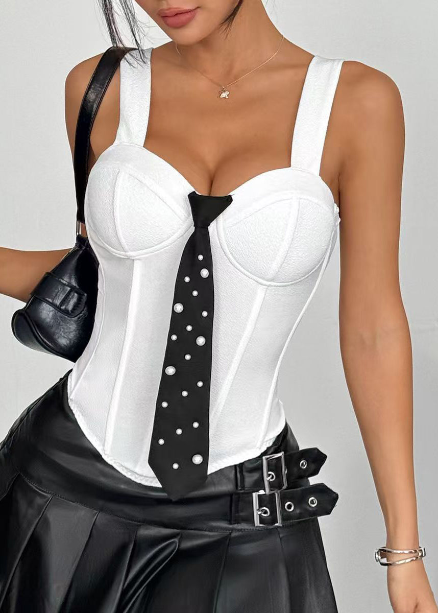 Top bustier femme style moderne à cravate été 1