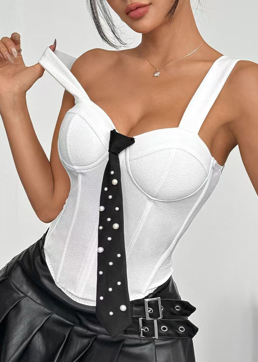 Top bustier femme style moderne à cravate été 3