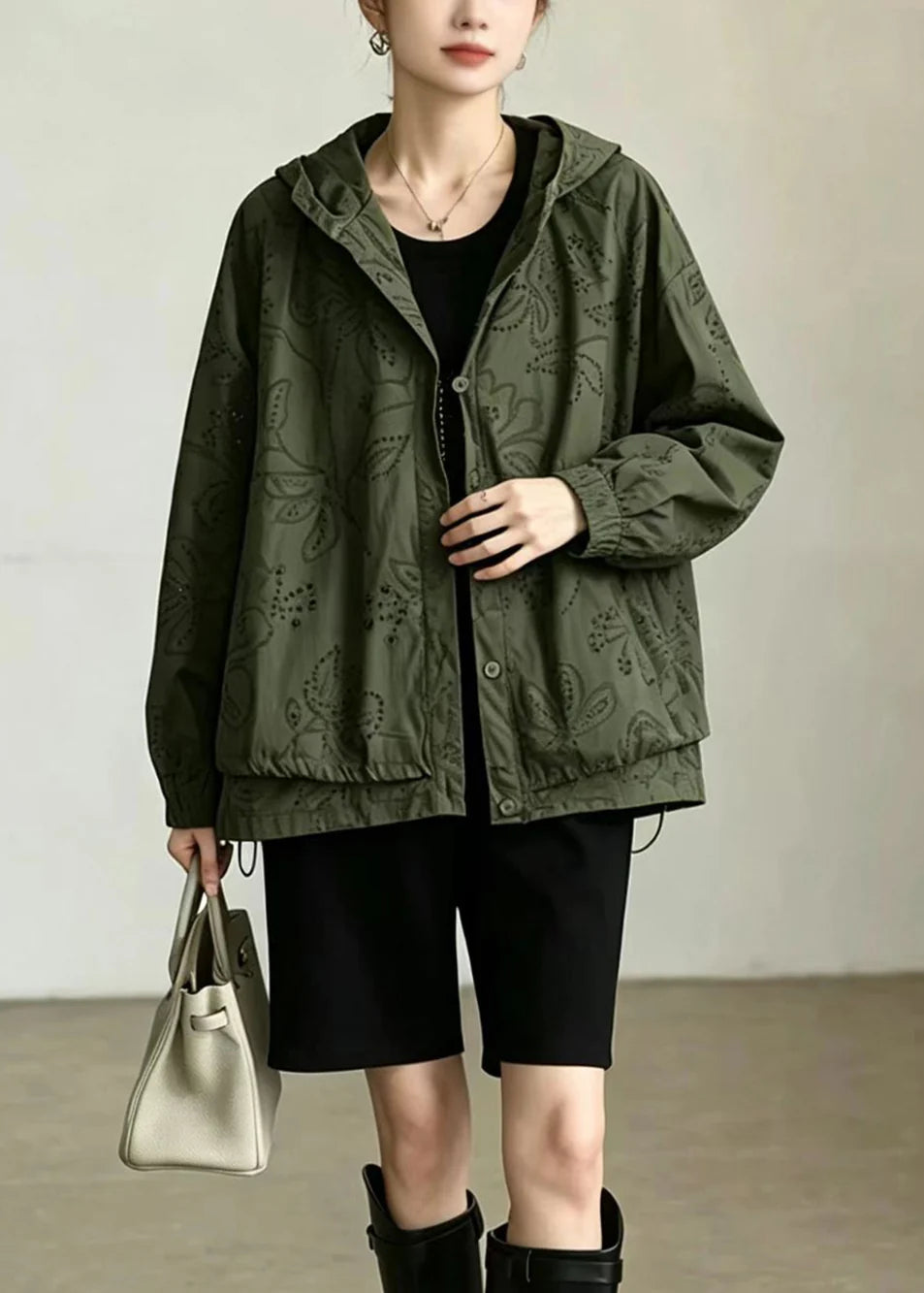 Trench-coat Femme Grande Taille Style Décontracté à Capuche 2