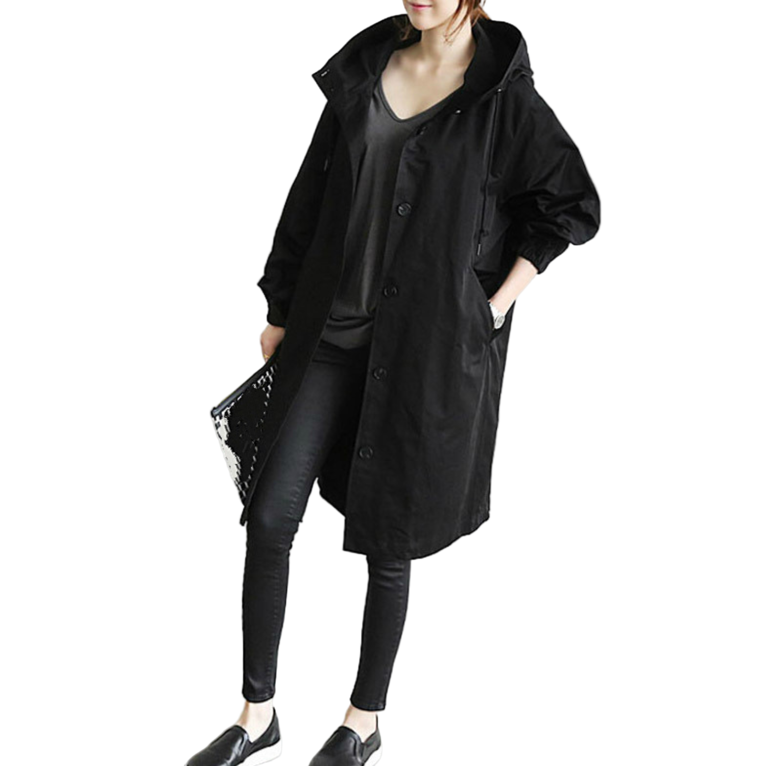 Trench-coat Long Femme avec Capuche 0