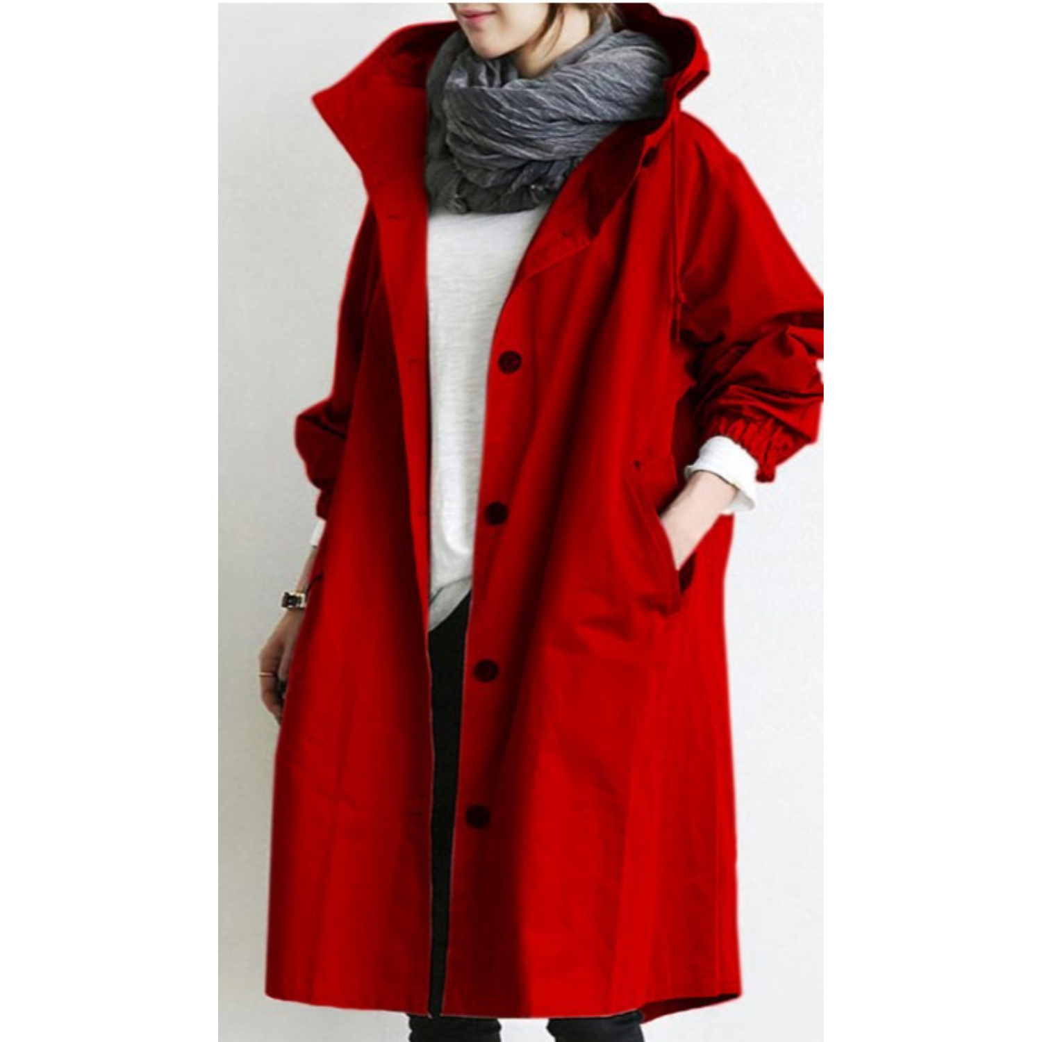 Trench-coat Long Femme avec Capuche 4