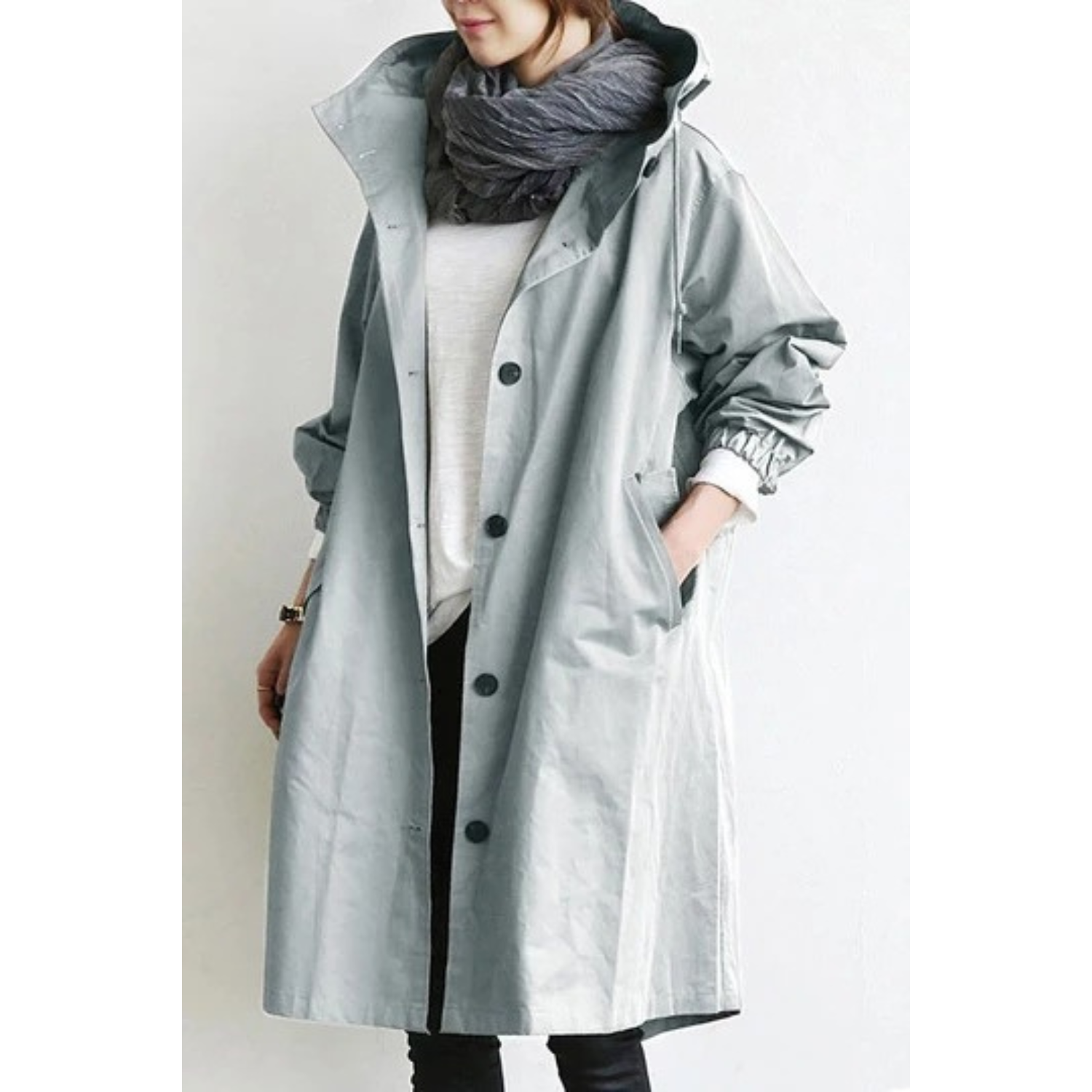 Trench-coat Long Femme avec Capuche 8