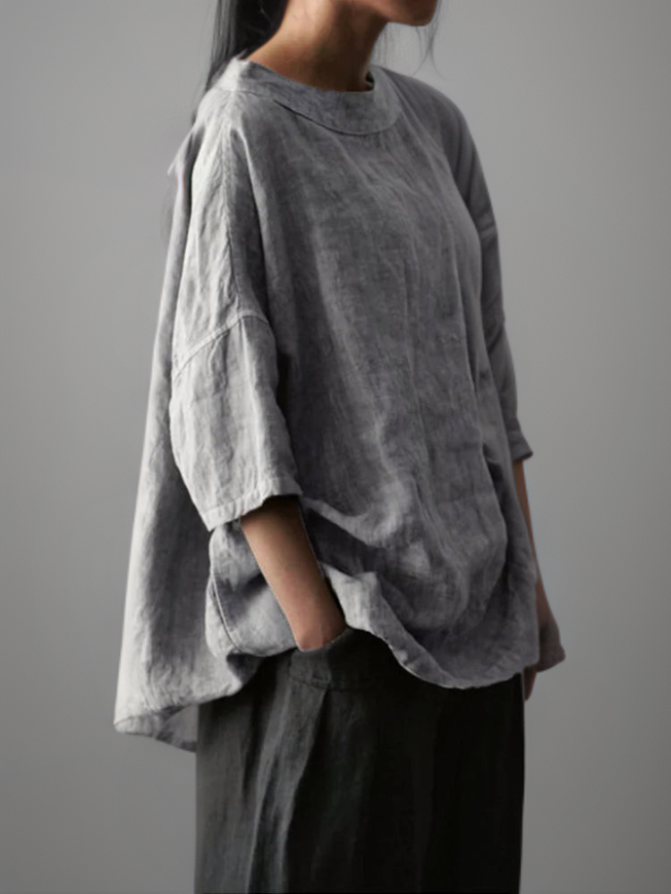 Tunique Vintage Oversize Femme avec Encolure Bateau 1