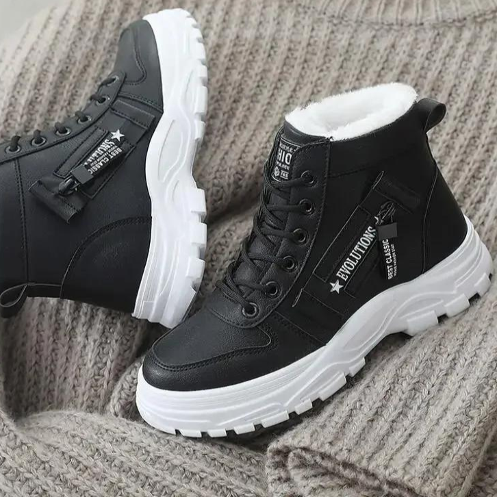 Bottes de Dames Élégantes en Cuir Artificiel Chaud et Confortable 1