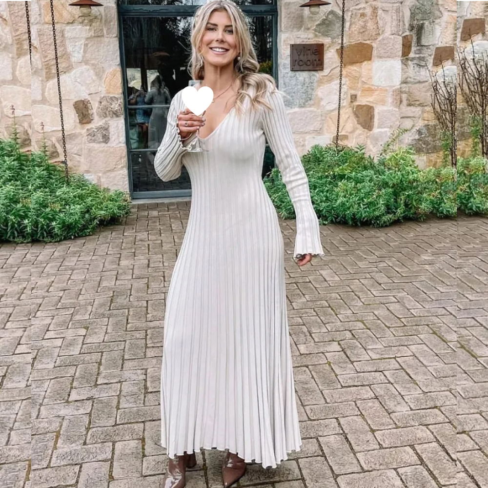 Variant image for Robe Longue Femme Élégante en Coton Doux Manche Longue-1