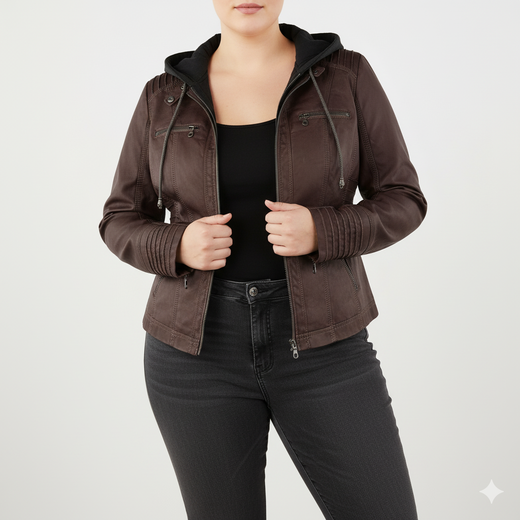 Veste Biker Femme avec Capuche Amovible 1