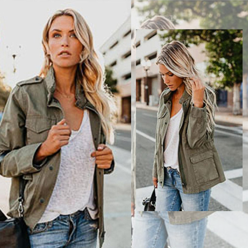 Veste Femme Automne Intermédiaire avec Poches en Mélange de Tissus Doux 5
