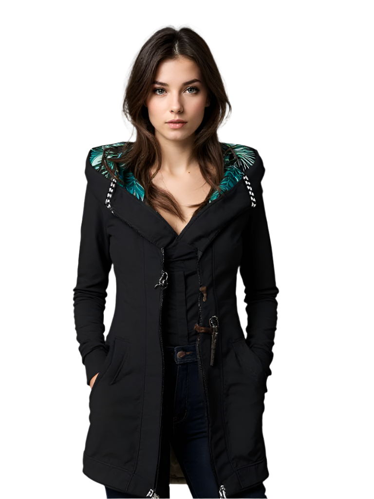 Veste Femme Imperméable à Capuche Détails Tropicaux Résistante 0