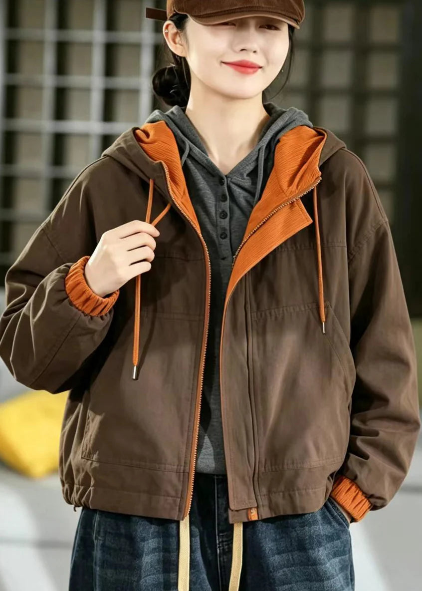 Veste Femme Réversible à Capuche Style Décontracté Automnal 3