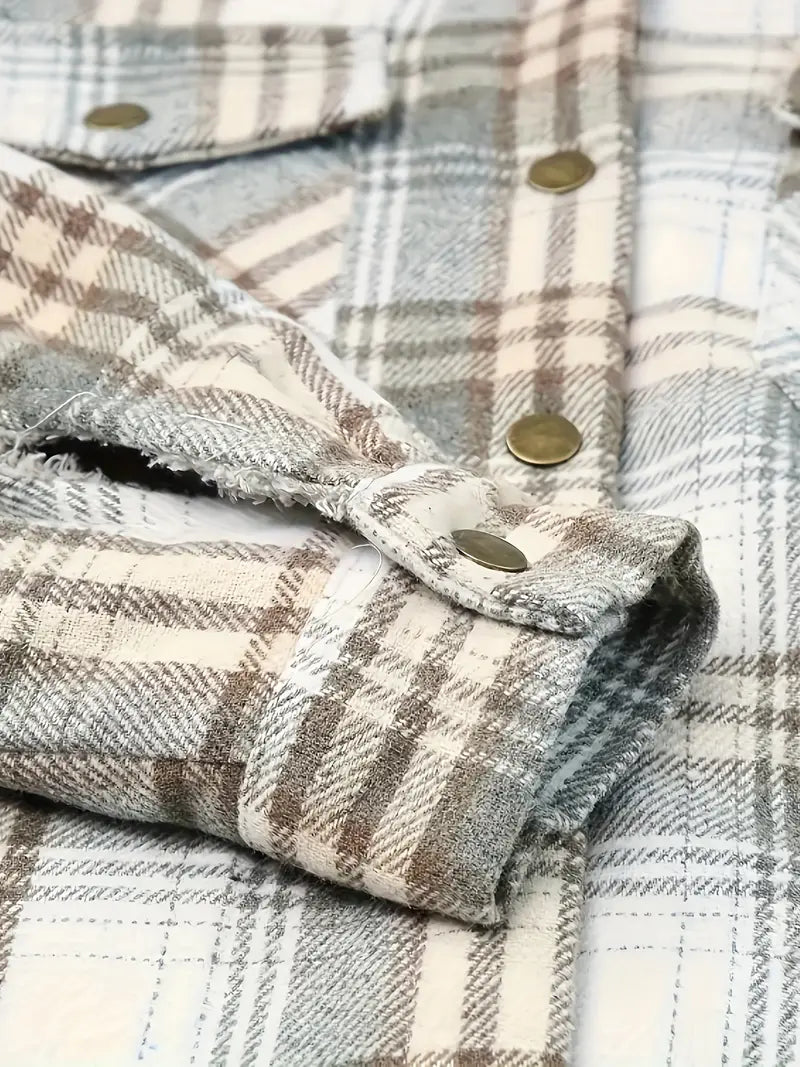 Veste Femme à Carreaux Moderne avec Fermeture Éclair 4