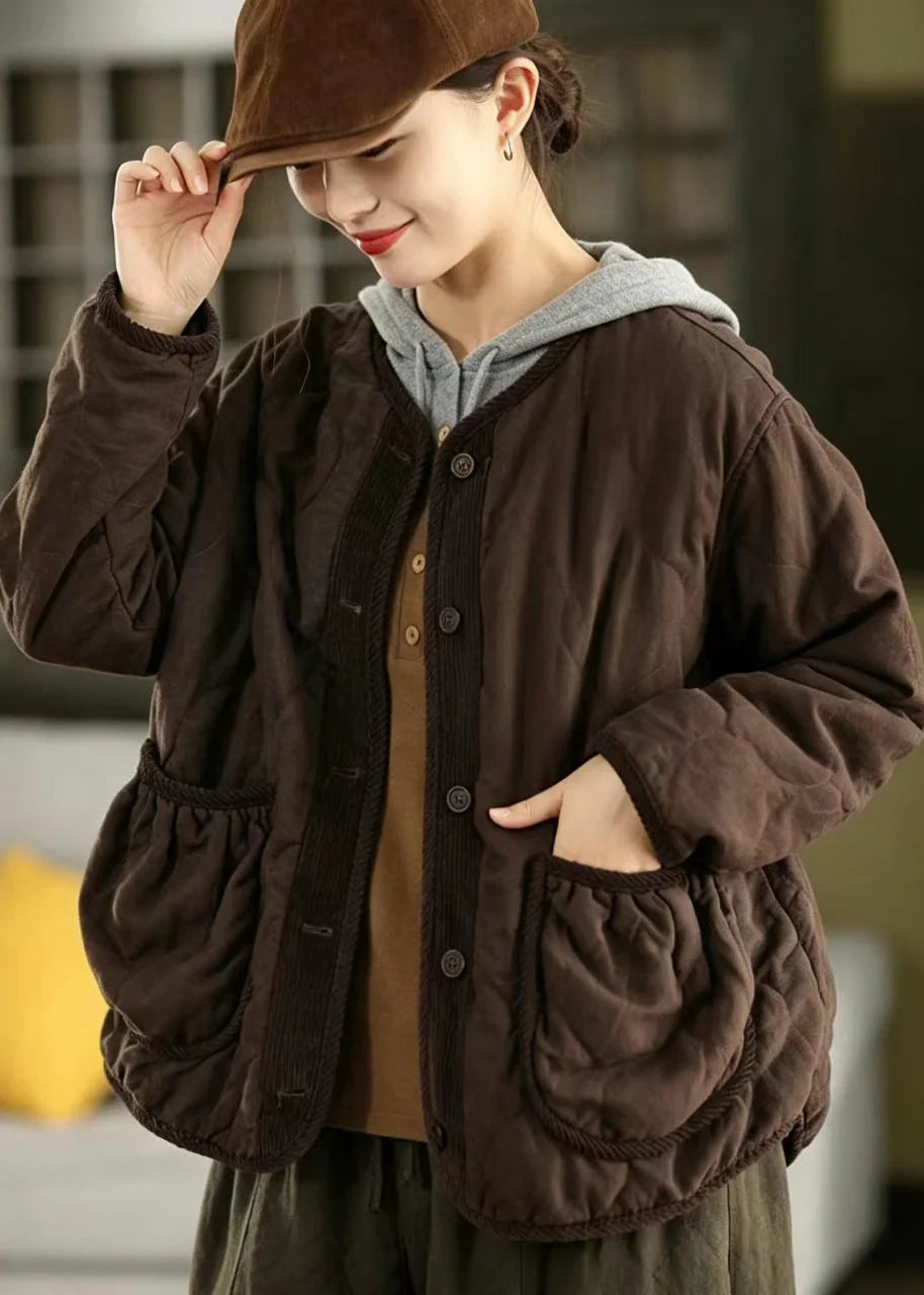 Veste Hiver Femme Décontractée Patchwork avec Poches Pratiques 4